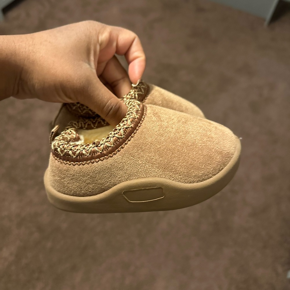 Kids Tan Slip-On Cozy Shoes
